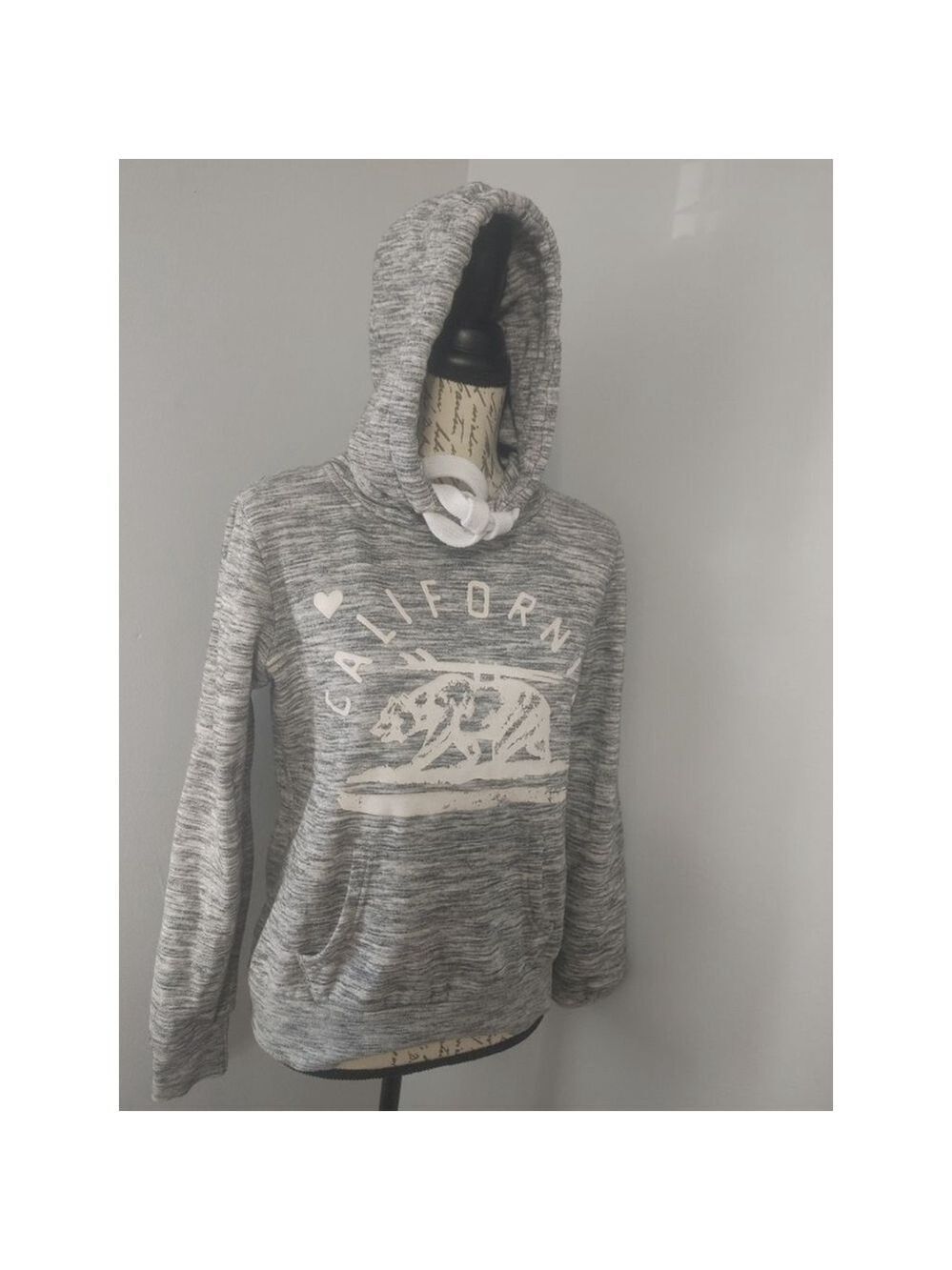 Women's Reflex California Bear Graphic Hoodie M Gray White